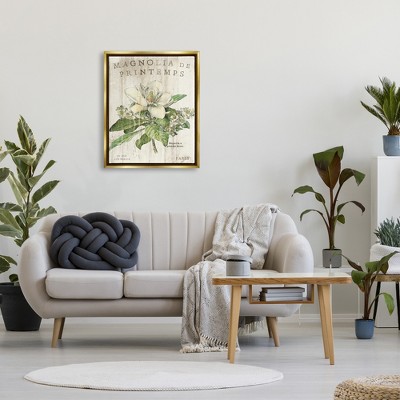French Magnolia Print on Canvas with Gold Frame, 24 x 30
