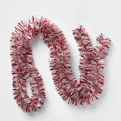 10ft Tinsel Christmas Garland Red/Silver - Wondershop™