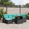 vidaXL 7 Piece Patio Sofa Set with Cushions Black Poly Rattan - without storage - 2 of 4