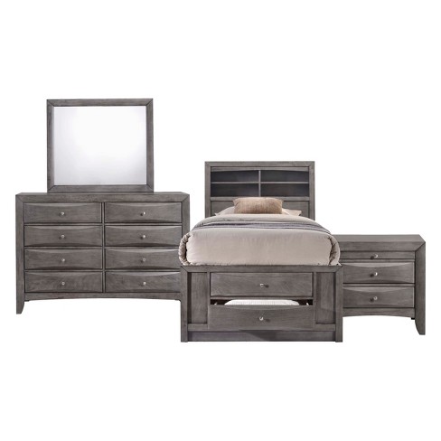 madison twin storage 4pc bedroom set gray - picket house furnishings