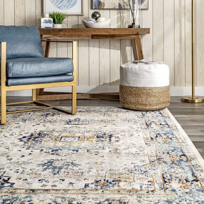 Ainsley Blue Distressed Medallion 3x5 Area Rug
