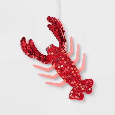 Sequined Fabric Lobster Christmas Tree Ornament Red - Wondershop&#8482;