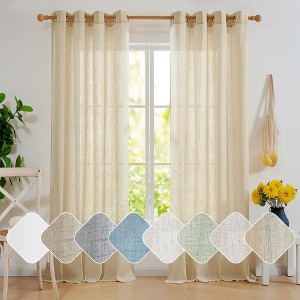 Deconovo 2 Panels Linen Look Full Blackout Curtains with 8 Grommets, Thermal Drapes - 1 of 4