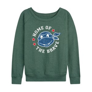 Women's - Teenage Mutant Ninja Turtles - Born Raised USA Lightweight French Terry Wide Neck Long Sleeve Shirt - 1 of 4