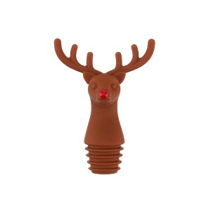 TrueZoo Reindeer Bottle Stopper, Christmas Animal Cork, Novelty Wine Stopper Stocking Stuffer Gift, Dishwasher Safe Silicone, Brown, Set of 1 - 1 of 4