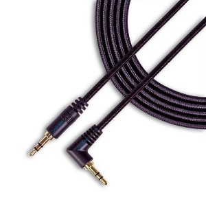 SatelliteSale Auxiliary 3.5mm Right Angle Audio Jack Male to Male Digital Stereo Aux Cable Universal Wire Black Nylon Cord - 1 of 4