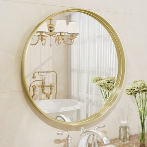 Apmir Round High Quality Aluminum Alloy Framed French Cleat Mounted Wall Decor Bathroom Vanity Mirror in matte black with 5-Year Warranty - 1 of 4
