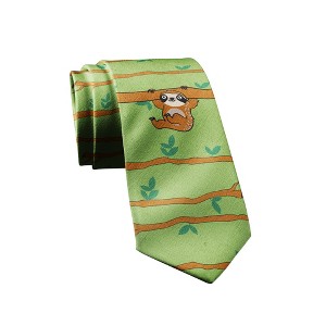 Crazy Dog T-Shirts Hanging Sloth Necktie Funny Neckties for Men Nerdy Tie Mens Novelty TIes - 1 of 4
