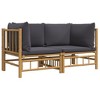 vidaXL Patio Corner Sofas with Dark Gray Cushions 2 pcs Bamboo - 3 of 4
