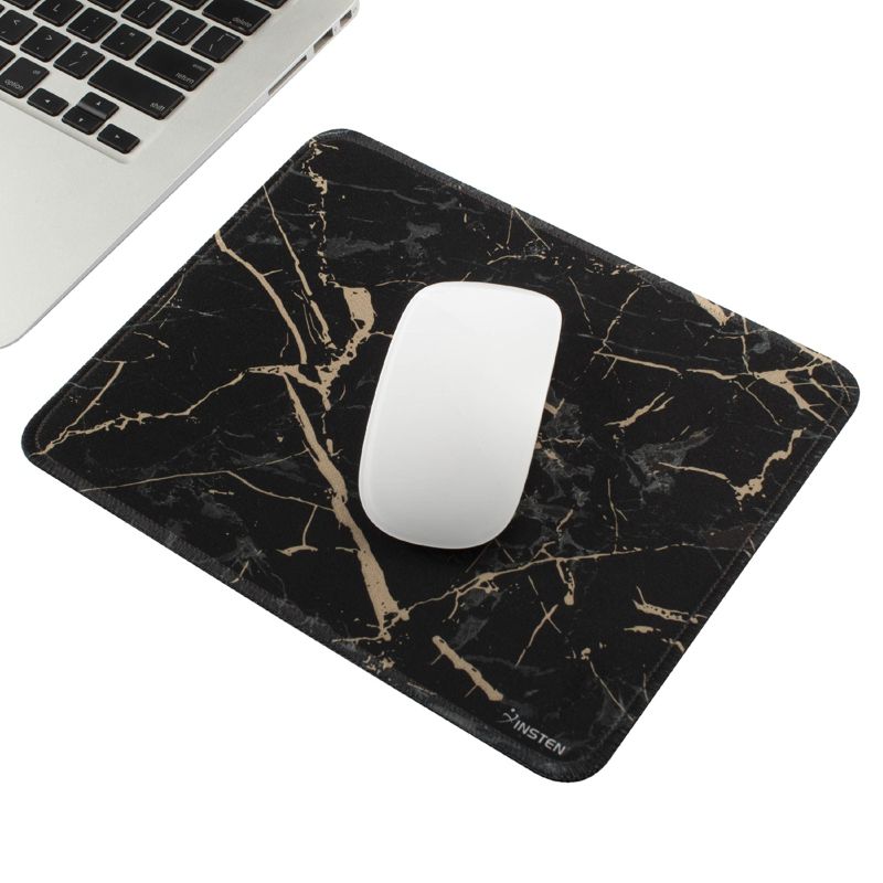 Insten Shiny Marble Mouse Pad, Water-Resistant and Non-Slip Mat for Wired/Wireless Gaming Computer Mouse, 9.45 x 7.48 in, Black, 3 of 6