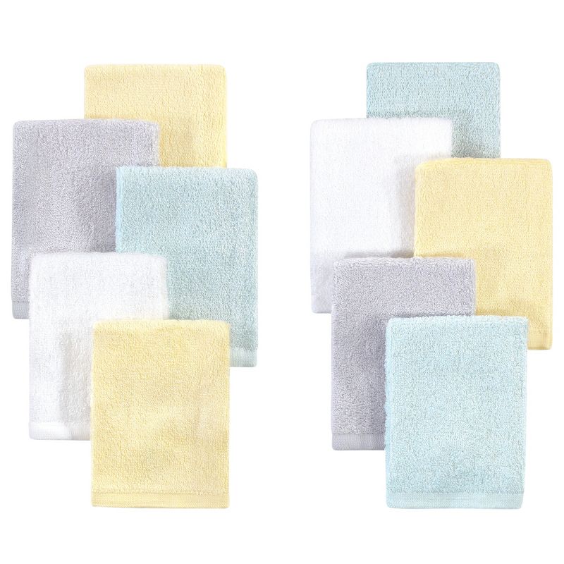 Little Treasure Baby Unisex Rayon from Bamboo Luxurious Washcloths, Yellow Gray Mint, 1 of 2
