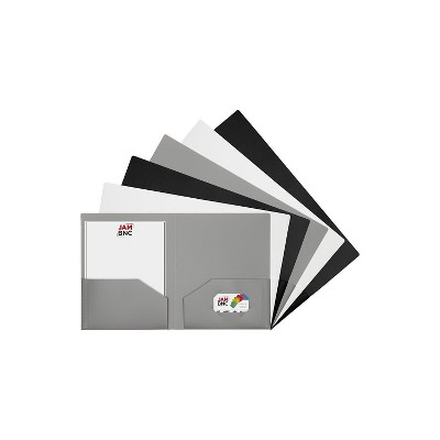 JAM Paper Heavy Duty Plastic Two-Pocket School Folders Assort Business Colors 383HBAASST