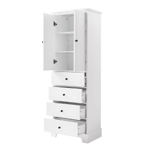 Okak Modern Bathroom Storage Cabinet with 2 Doors and 4 Drawers, 68Inch Tall Cabinet with Adjustable Shelf - 1 of 4