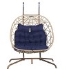 Vynxaria Double Egg Chair with Stand, Wicker Rattan Hanging Swing Chair,Indoor Outdoor Use,UV Resistant Cushions,600 lbs Capacity for Patio, Balcony - 4 of 4