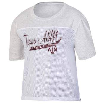 NCAA Texas A&M Aggies Women's White Mesh Yoke T-Shirt