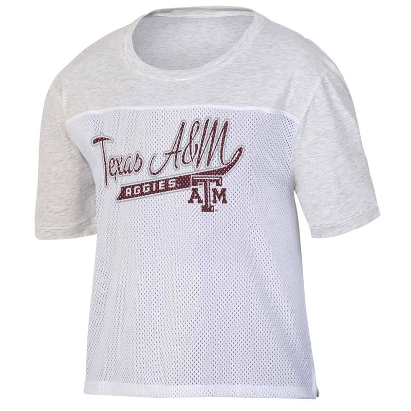 NCAA Texas A&#38;M Aggies Women&#39;s White Mesh Yoke T-Shirt, 1 of 4
