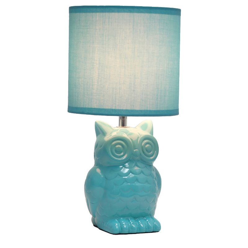 12.8" Contemporary Ceramic Owl Bedside Table Lamp with Matching Fabric Shade - Simple Design, 2 of 12