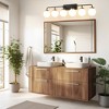 POWLIG 45.28" Black&Gold Modern Vanity Light Fixture - 6-Light Bathroom Mirror Lighting with Milk White Glass Globe Shades - 3 of 4