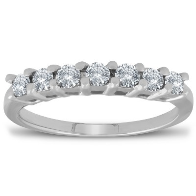 Pompeii3 1/2ct 7-Stone Diamond Wedding Ring 14K White Gold Womens Anniversary Band