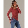 Allegra K Women's Drawstring Ruched Round Neck Long Sleeve Irregular Hem Basic T-shirt - 2 of 4