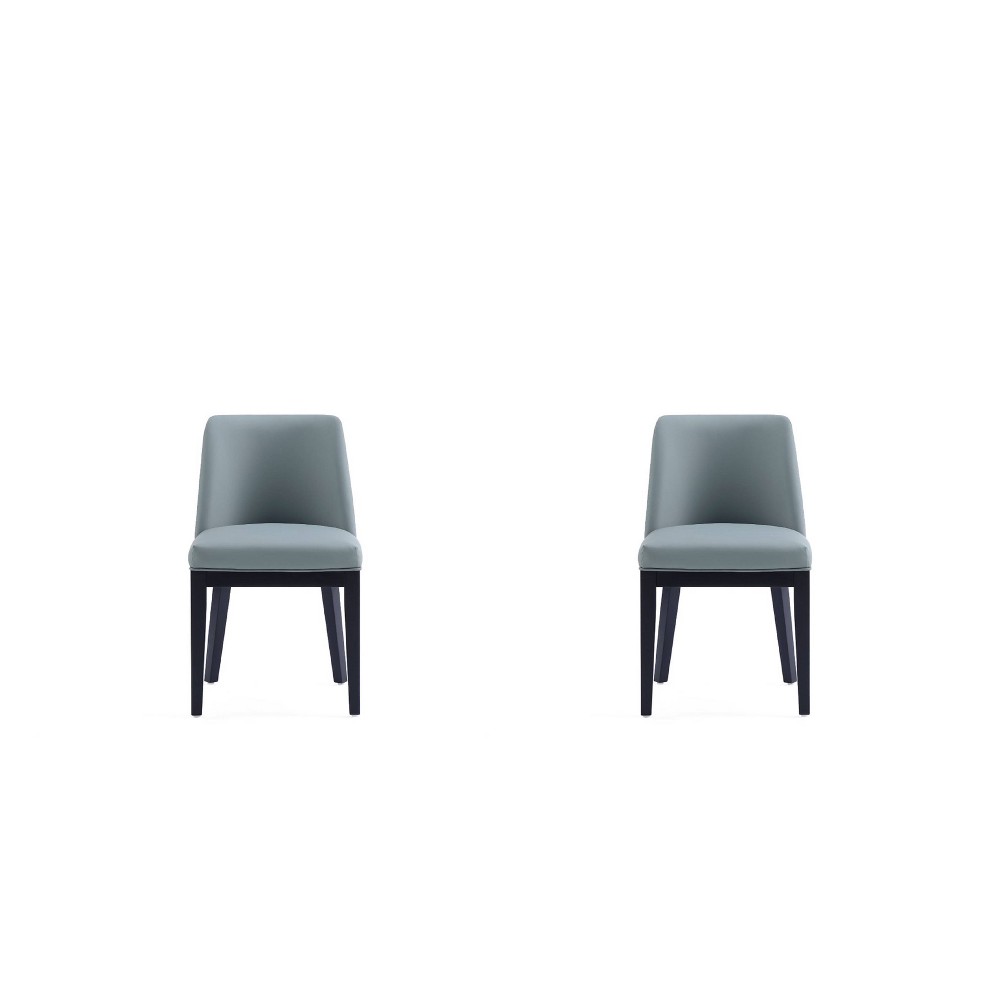 Photos - Chair Set of 2 Gansevoort Modern Faux Leather Dining  Pewter - Manhattan C