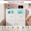 VECELO White Dresser Tall Modern Makeup Vanity Table with LED Lights & Charging Station - 3 of 4