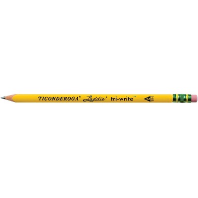 Ticonderoga Laddie TriWrite Triangular Pencil with Eraser, Yellow, pk of 36