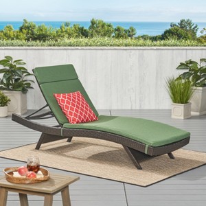 Christopher Knight Home Salem Outdoor Wicker Armless Adjustable Chaise Lounge with Cushion - 1 of 4