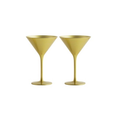 8oz 6pk Glass Martini with Gold Rim Drinkware Set - Stolzle Lausitz