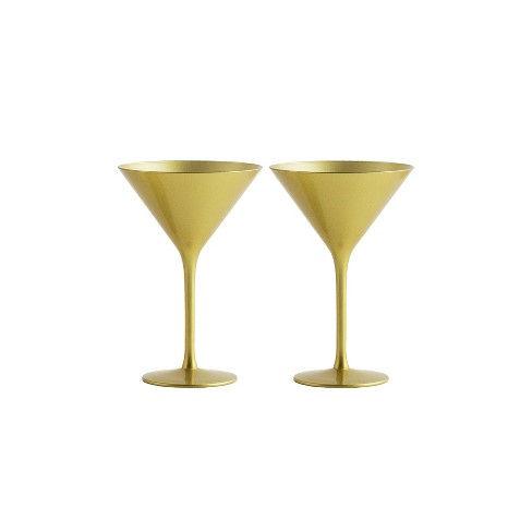 Martini Glasses, Metallic Gold Tone Cocktail Glass 8-ounces, Set of 2