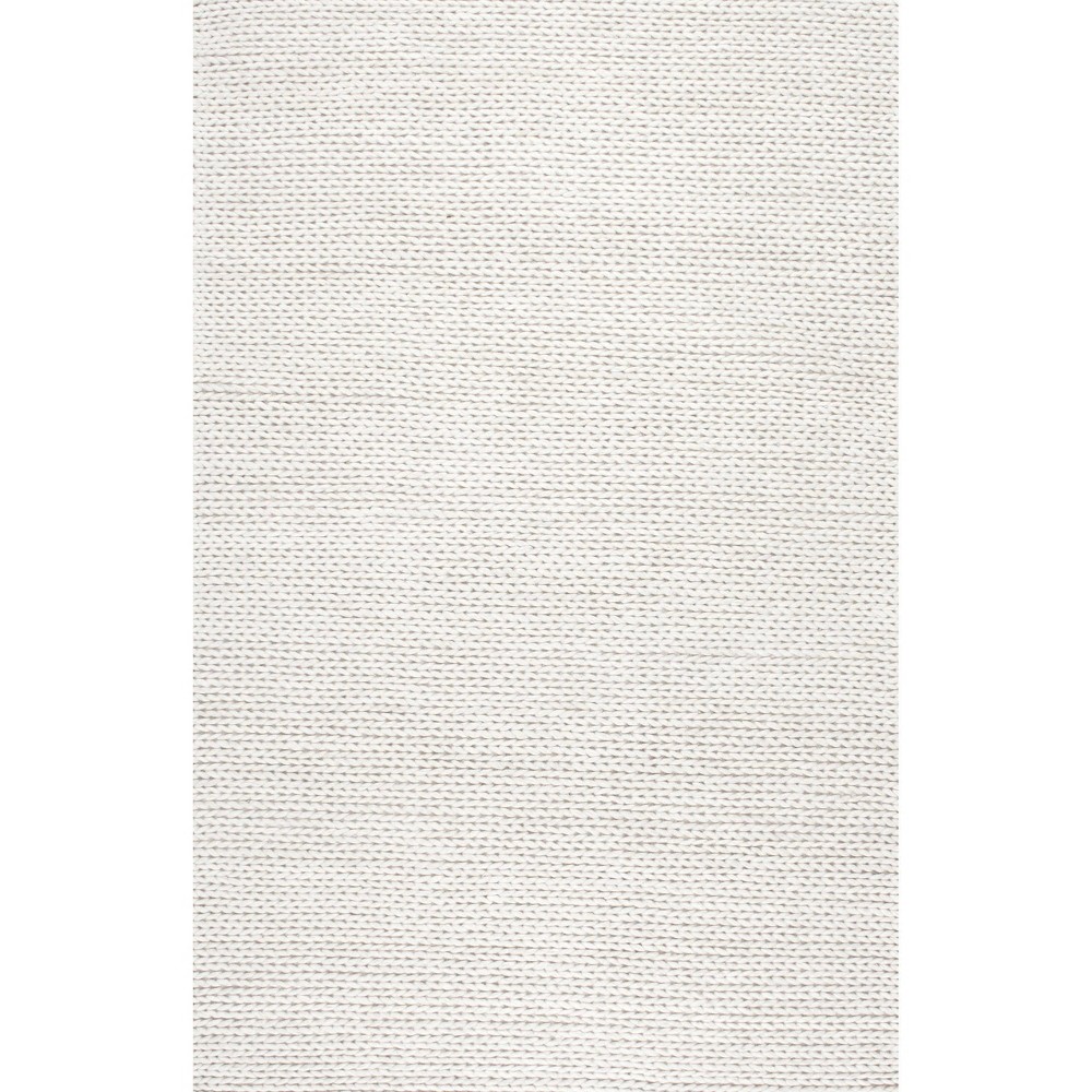 5'x5' Hand Woven Chunky Woolen Cable Area Rug Off White - nuLOOM