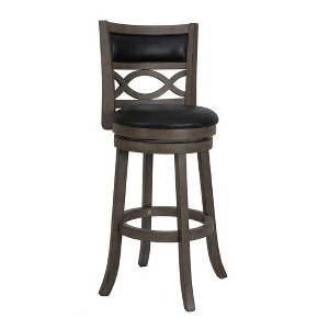 New Classic Furniture,Manchester 29" Wood Bar Stool With Black Pu Seat In Ant Gray - 1 of 4