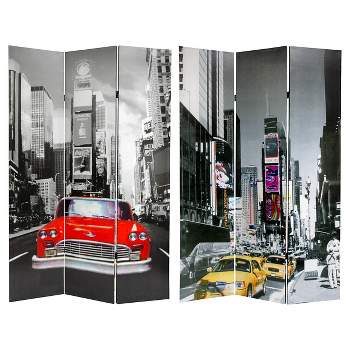 6 ft. Tall New York City Taxi Double Sided Room Divider - Oriental Furniture