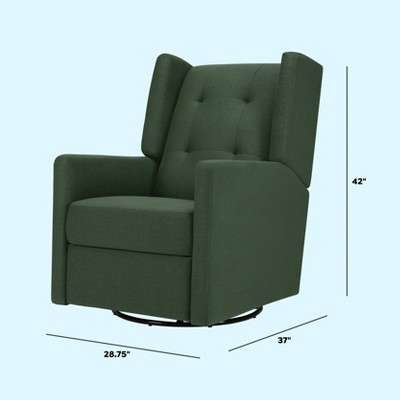 Pine Green Vegan Leather Swivel Recliner with Tufted Back