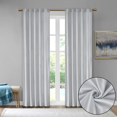 2 Pcs Solid Curtain Panel Pair, Light Sheen and Plush Textured Light Filtering Curtain for Luxury Decor Style, Velvet Soft Window Panel for All Season