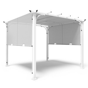 EAGLE PEAK 10'x10' Outdoor Pergola Canopy, Retractable Textilene Shade - 1 of 4