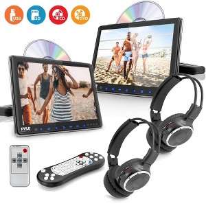 Pyle 9.4'' Dual Vehicle Headrest CD/DVD Player System - Universal Mount Entertainment Kit PLHRDVD90KT - 1 of 4