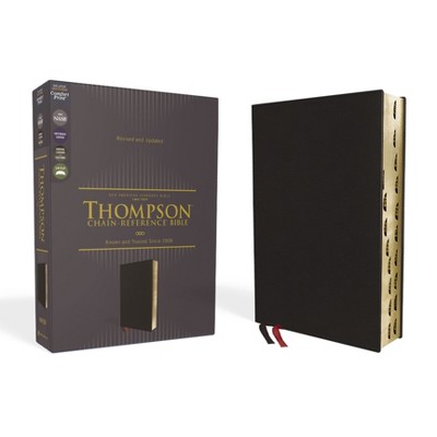 Nasb, Thompson Chain-Reference Bible, Genuine Leather, Calfskin, Black, 1995 Text, Red Letter, Thumb Indexed, Comfort Print - by  Zondervan