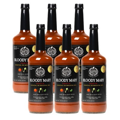 Crafted Cocktails Bloody Mary Mix: 6 Pack: Gold Medal Winning, 50 Calories Per Serving, Tomato, Horseradish, Worcestershire and Spices for Great Taste