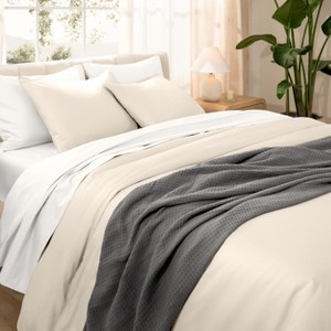 400 Thread Count Organic Cotton Sateen Duvet Cover and Sham Set by Bare Home - 1 of 4