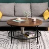 SUGIFT 2-Tier Round Coffee Table Rustic Accent Table with Wooden Tabletop and Padded Feet - image 2 of 4