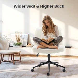 NicBex Home Office Chair with Adjustable Height Modern Rotatable Criss Cross Chair Vanity Chair with 5 Casters for Office, Study, Bedroom, White - 1 of 4