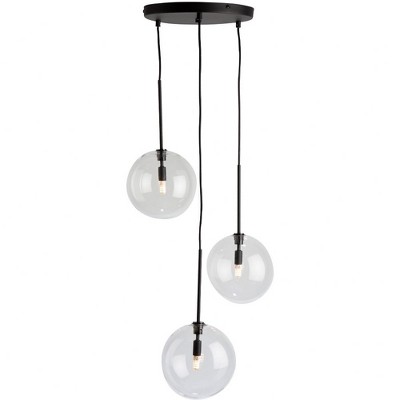 Black Globe 3-Light LED Pendant with Clear Glass Shades