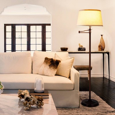 Caden Bronze 62" Extendable LED Floor Lamp with Fabric Shade