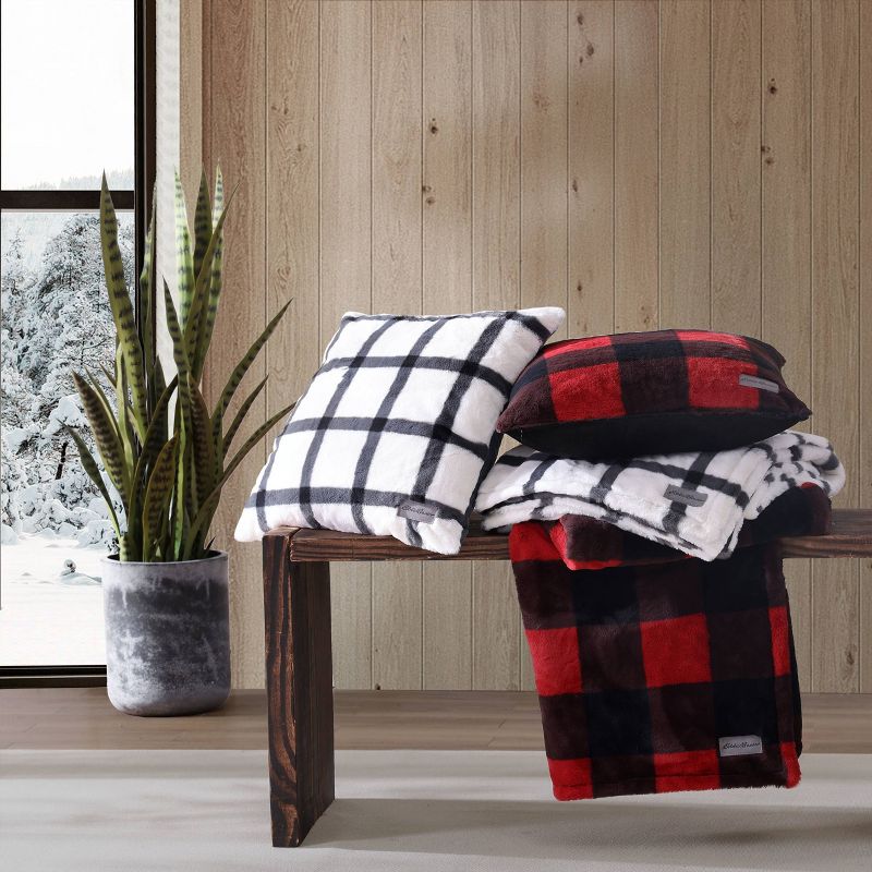 20&#34;x20&#34; Oversize Cabin Plaid Square Throw Pillow with 50&#34;x60&#34; Cabin Plaid Throw Blanket Set Red/Black - Eddie Bauer, 4 of 9