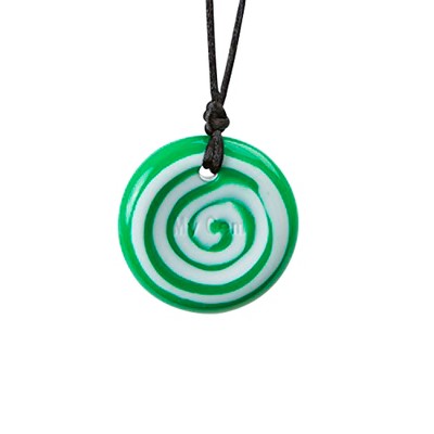 Chewigem Chewable Button Necklace, Green Swirl