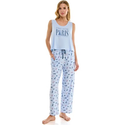 Derek Heart Womens PJ Set with Cropped Tank & Pants