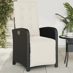 vidaXL Reclining Patio Chair with Footrest Black Poly Rattan - 1 of 4