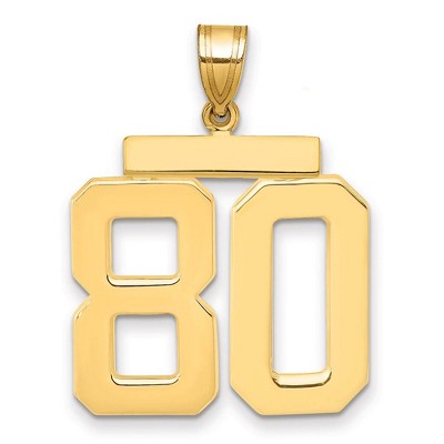 Black Bow Jewelry 14k Yellow Gold, Athletic Collection, Large Polished Number 80 Pendant