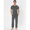 Lars Amadeus Men's Short Sleeves Top and Long Pants Sleepwear Set 2 Packs - 2 of 4